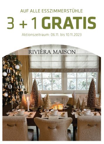 KW45 - Riviera Maison 3+1 gratis auf alle Esszimmerstühle - 30.10. - 10...