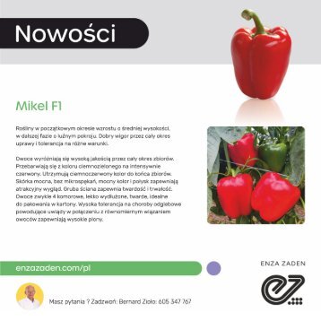 Odmiany papryki: Mikel F1, Volante F1, Crispyred F1