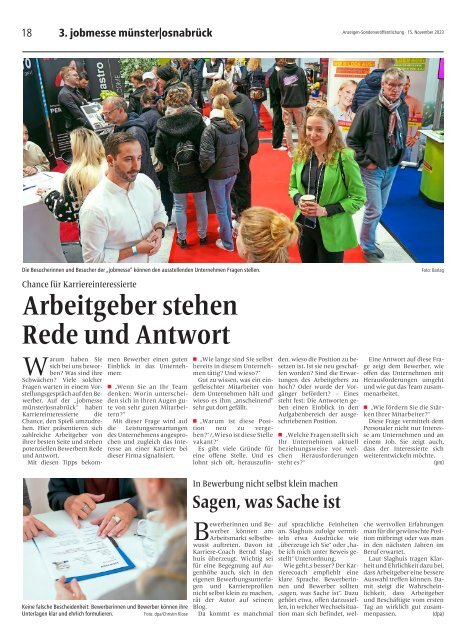 Das MesseMagazin der jobmesse münster|osnabrück 2023