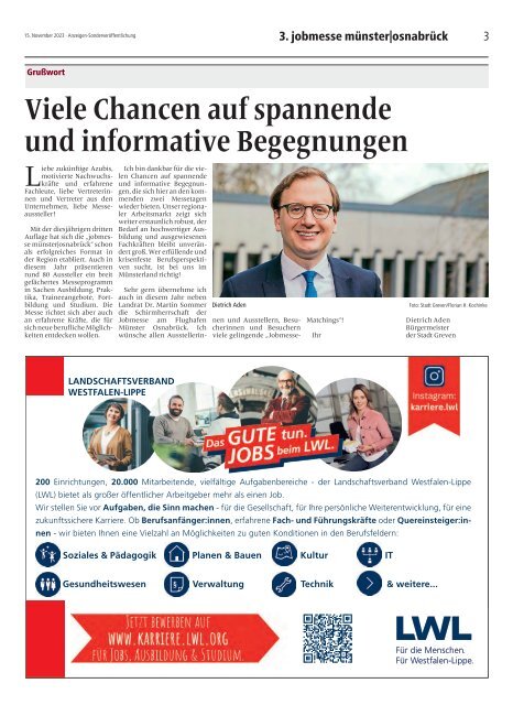 Das MesseMagazin der jobmesse münster|osnabrück 2023