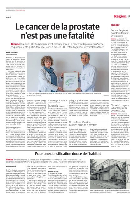 Journal du Jura: Cancer de la prostate n'est pas une fatalité