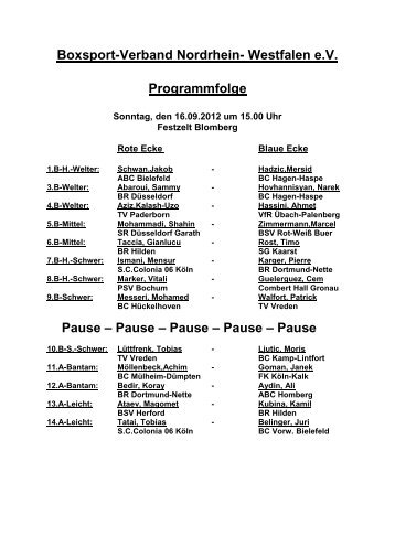 Boxsport-Verband Nordrhein- Westfalen e.V. ... - BSV NRW eV
