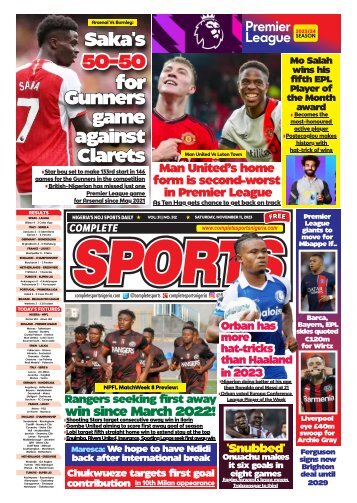 COMPLETE SPORTS - SATURDAY, NOV 11, 2023