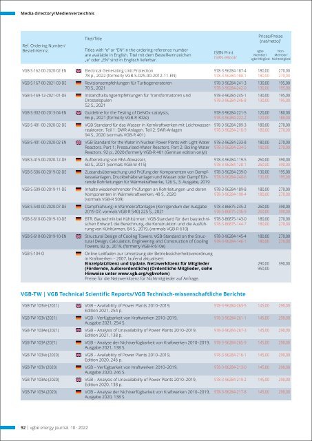 vgbe energy journal 10 (2022) - International Journal for Generation and Storage of Electricity and Heat