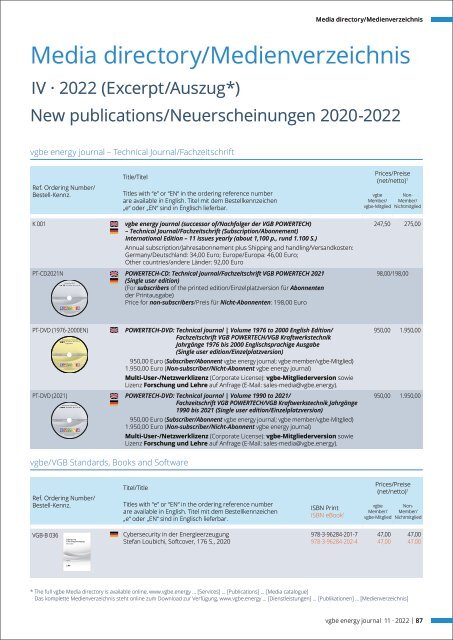 vgbe energy journal 11 (2022) - International Journal for Generation and Storage of Electricity and Heat