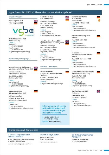 vgbe energy journal 11 (2022) - International Journal for Generation and Storage of Electricity and Heat