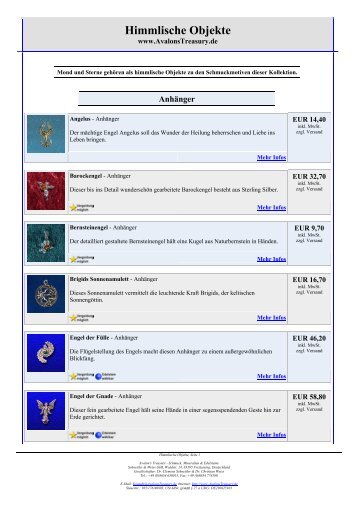 Himmlische Objekte · www.AvalonsTreasury.de ... - Avalon's Treasury
