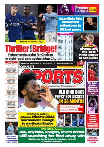 COMPLETE SPORTS - MONDAY, NOV 13, 2023