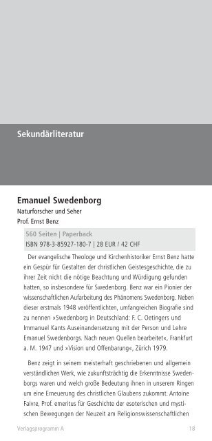 Verlagsprogramm (PDF) - Swedenborg Verlag Zürich