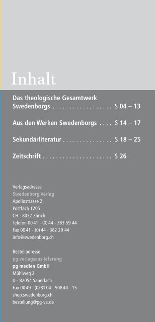 Verlagsprogramm (PDF) - Swedenborg Verlag Zürich