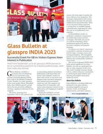 Glass Bulletin at glasspro INDIA 2023