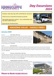 Highcliffe Coach Holidays - Day Excursions - Winter 2024