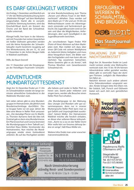 OSE MONT - Schwalmtals Gemeindejournal - Ausgabe November 2023