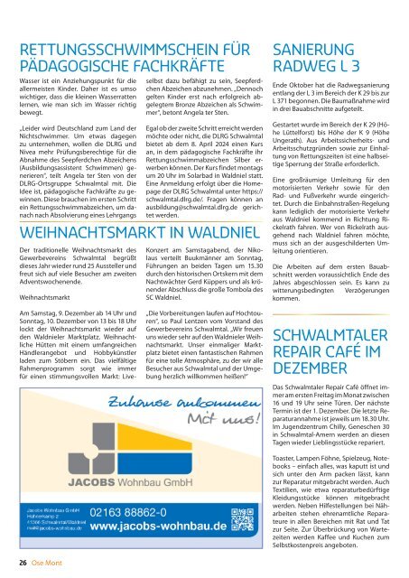 OSE MONT - Schwalmtals Gemeindejournal - Ausgabe November 2023