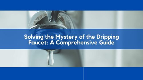 Solving the Mystery of the Dripping Faucet: A Comprehensive Guide