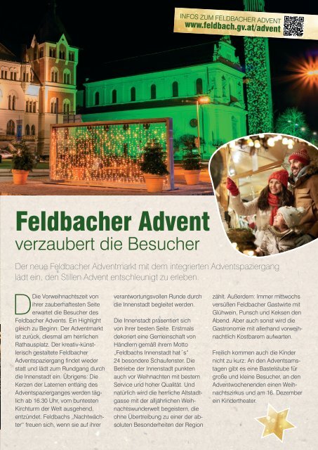 Feldbach - DIE EINKAUFSSTADT - Feldbacher Adventmarkt am stimmungsvollen Rathausplatz