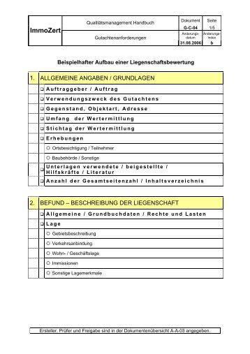 Mindestanforderungen an Gutachten - ImmoZert