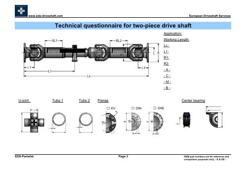 universal joints by eds p/n