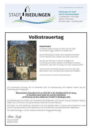 15.11.2023 Amtliches Mitteilungsblatt Riedlingen