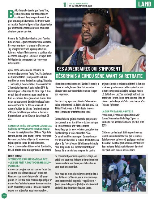 Journal wiwsport n313 - 15 novembre 2023