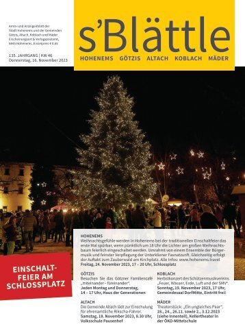 s'Blättle Nr. 46 - Do, 16. November 2023