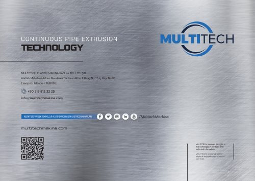 MULTITECH CONTINUOUS PIPE EXTRUSION TECHNOLOGY