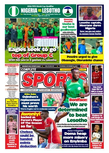 COMPLETE SPORTS - THURSDAY, NOV 16, 2023