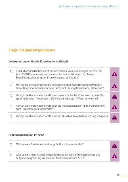 Aspekte des Qualitätsmanagements in ambulanten Hospizdiensten - eine Arbeitshilfe