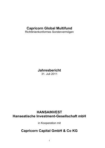 Capricorn Global Multifund Jahresbericht HANSAINVEST ...