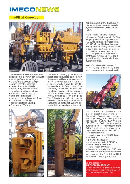 IMECONEWS - American Piledriving Equipment