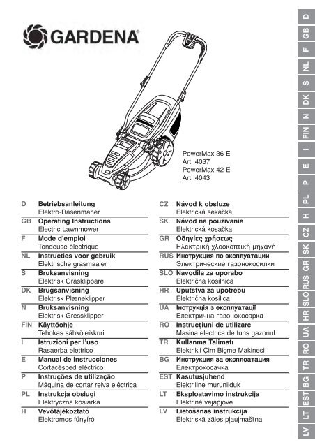 D GB F NL S DK N FIN I E P PL H CZ SK GR ... - Vseinstrumenti.ru