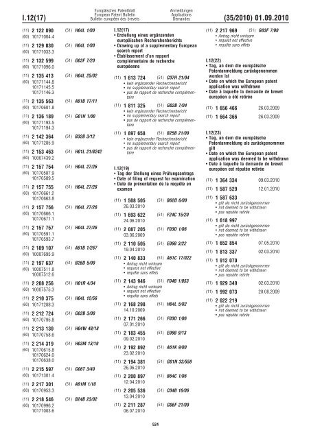 Bulletin 2010/35 - European Patent Office