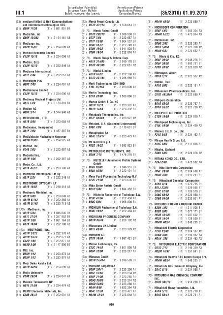 Bulletin 2010/35 - European Patent Office