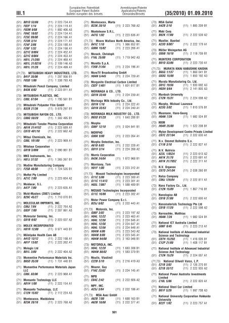 Bulletin 2010/35 - European Patent Office