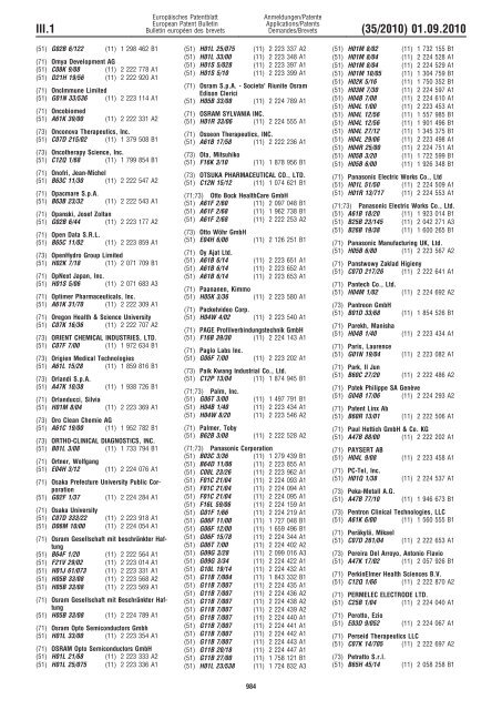 Bulletin 2010/35 - European Patent Office