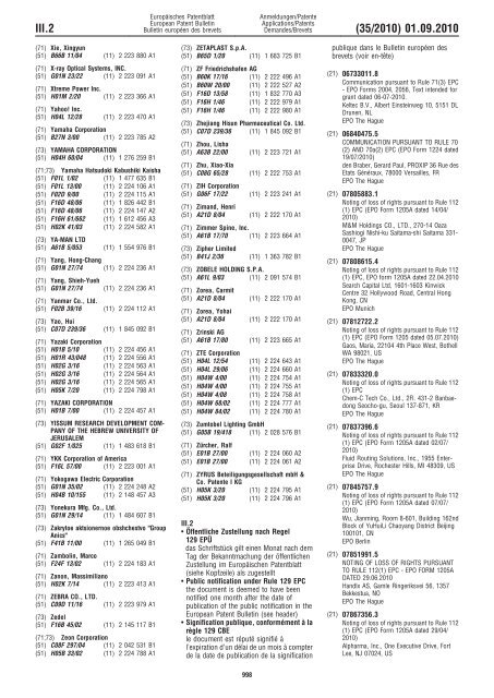 Bulletin 2010/35 - European Patent Office