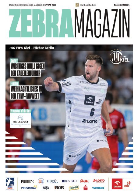 ZEBRA Hallenheft THW Kiel vs. Füchse Berlin, am 19.11.2023 in Kiel