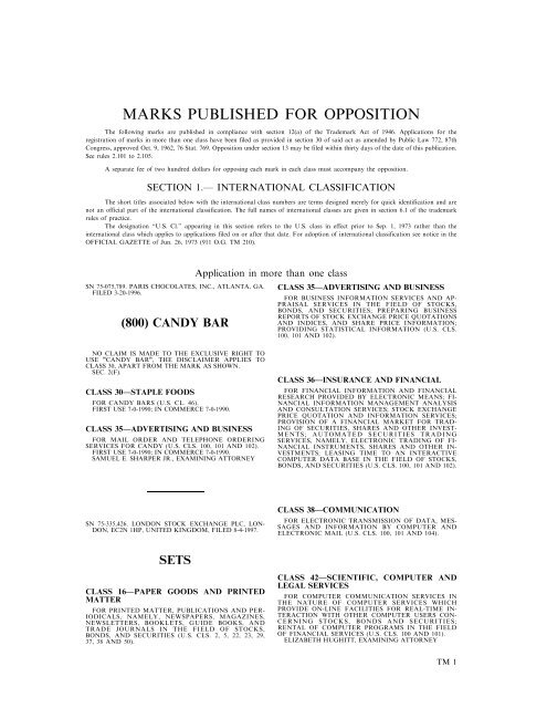 27 April 2004 - U.S. Patent and Trademark Office