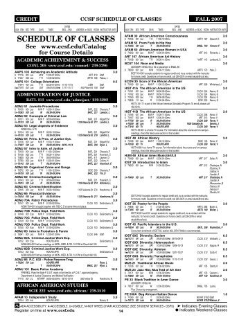 SCHEDULE OF CLASSES - City College of San Francisco