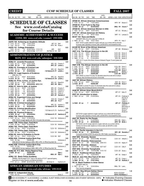 SCHEDULE OF CLASSES - City College of San Francisco