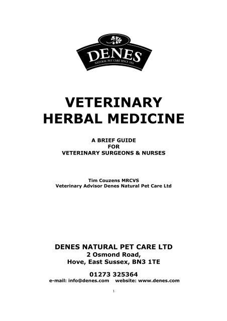 VETERINARY HERBAL MEDICINE - Denes Natural Pet Care