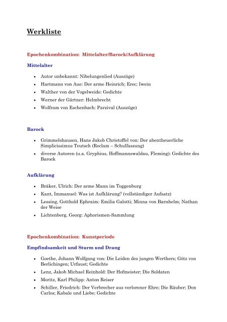 Werkliste (orientiert sich an der eidg - zofiartiststudio.ch