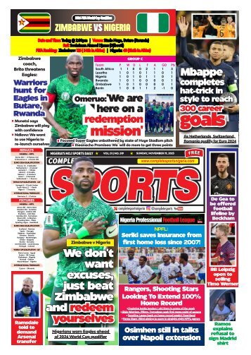 COMPLETE SPORTS - SUNDAY, NOV 19, 2023