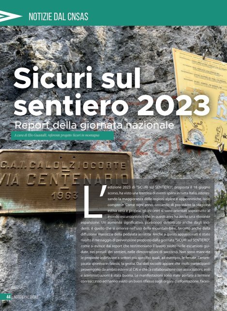 La rivista istituzionale del Soccorso Alpino e Speleologico - n. 82, ottobre 2023