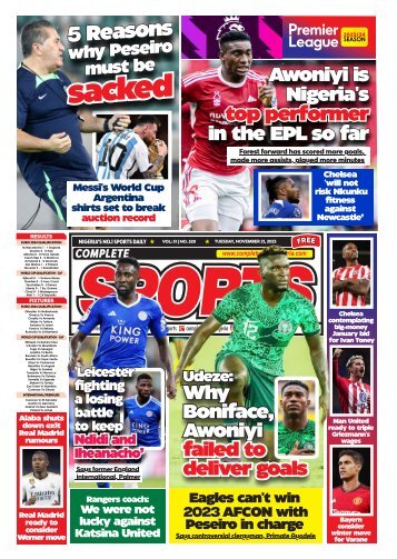 COMPLETE SPORTS - TUESDAY, NOV 21, 2023