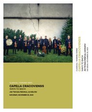 Capella Cracoviensis | November 25, 2023 | House Program