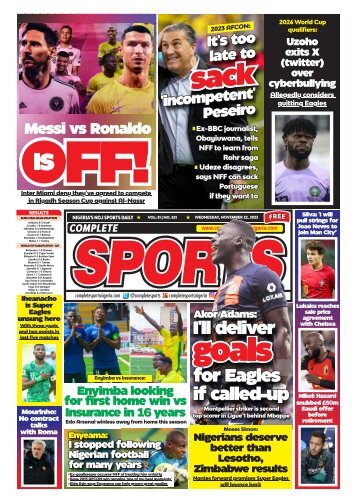 COMPLETE SPORTS - WEDNESDAY, NOV 22, 2023