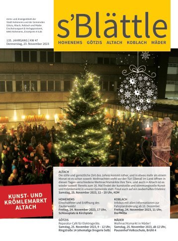 s'Blättle Nr. 47 - Do, 23. November 2023
