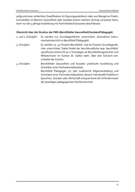 Schulbroschüre - Kantonsschule Wattwil