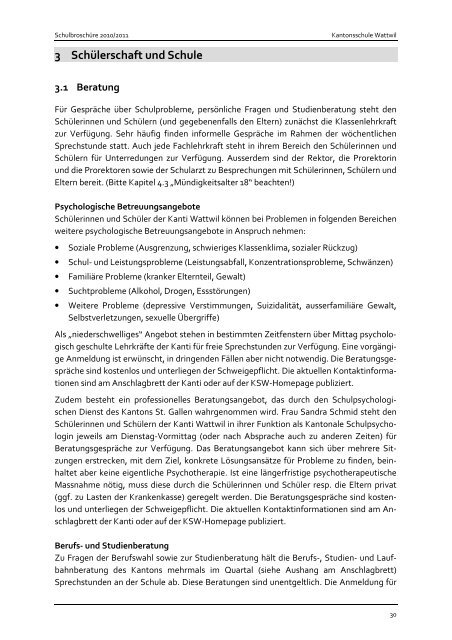 Schulbroschüre - Kantonsschule Wattwil